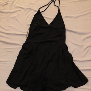 Black backless strappy romper